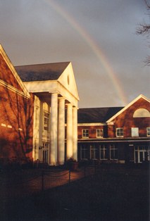 Fulton Hall with rainbow